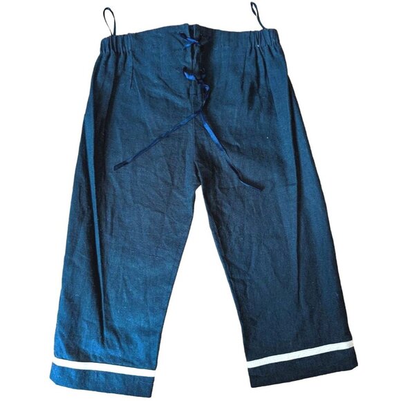 Two Turtle Doves by Sweet Potato Linen Sailor Pants Sz 6 Girls Navy Ribbon Back - Picture 3 of 4